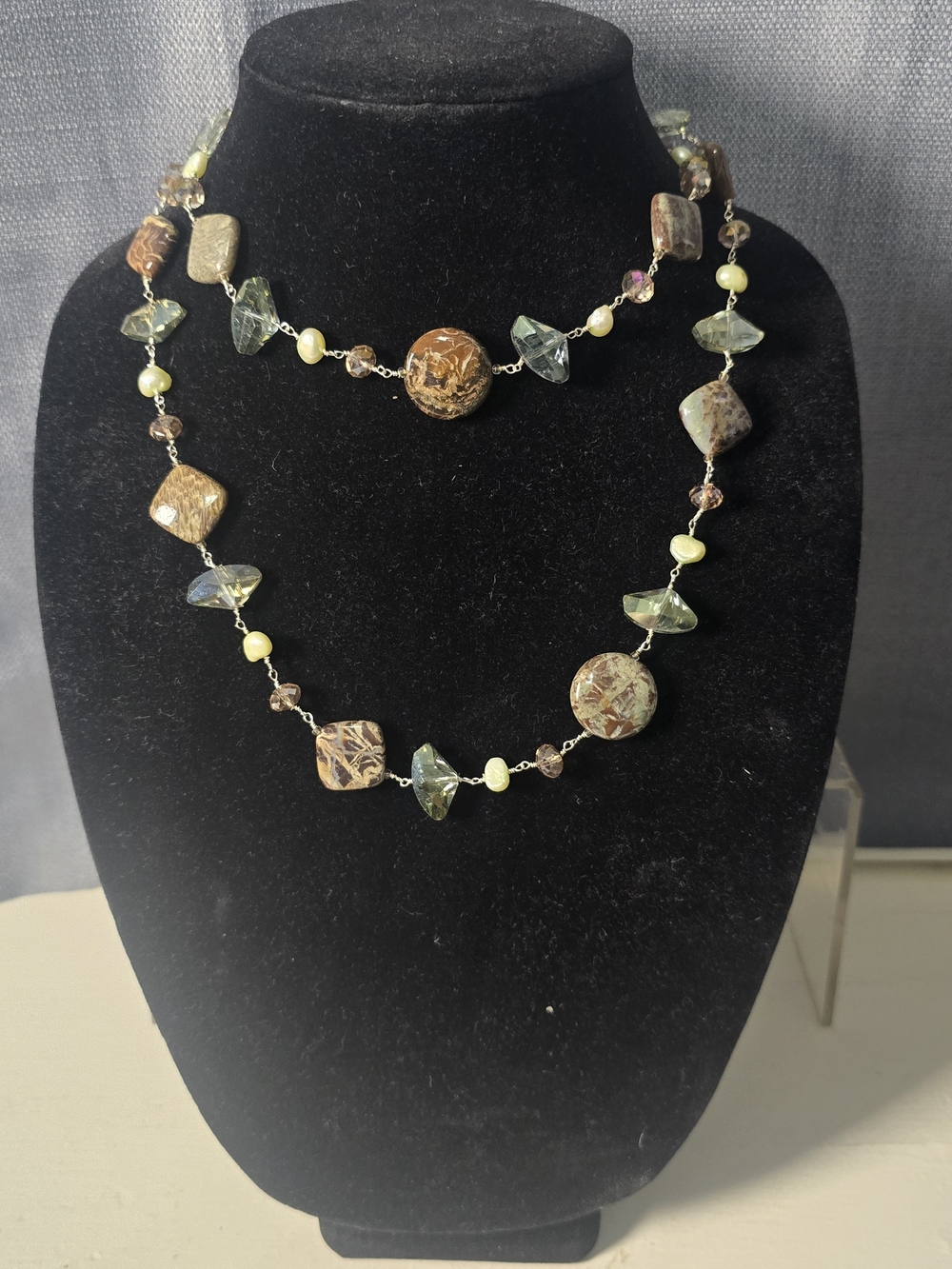 Handcrafted Green and Brown Beaded Women’s Necklace